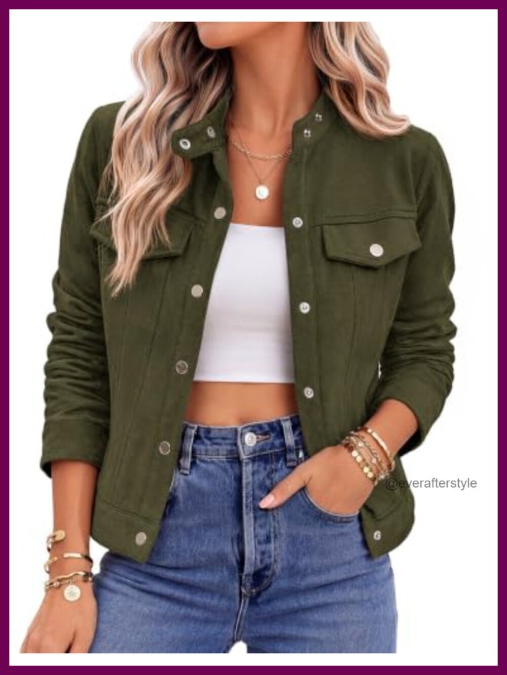 Faux Suede Cropped Jacket Snap Button Lapel Collar Women's Casual